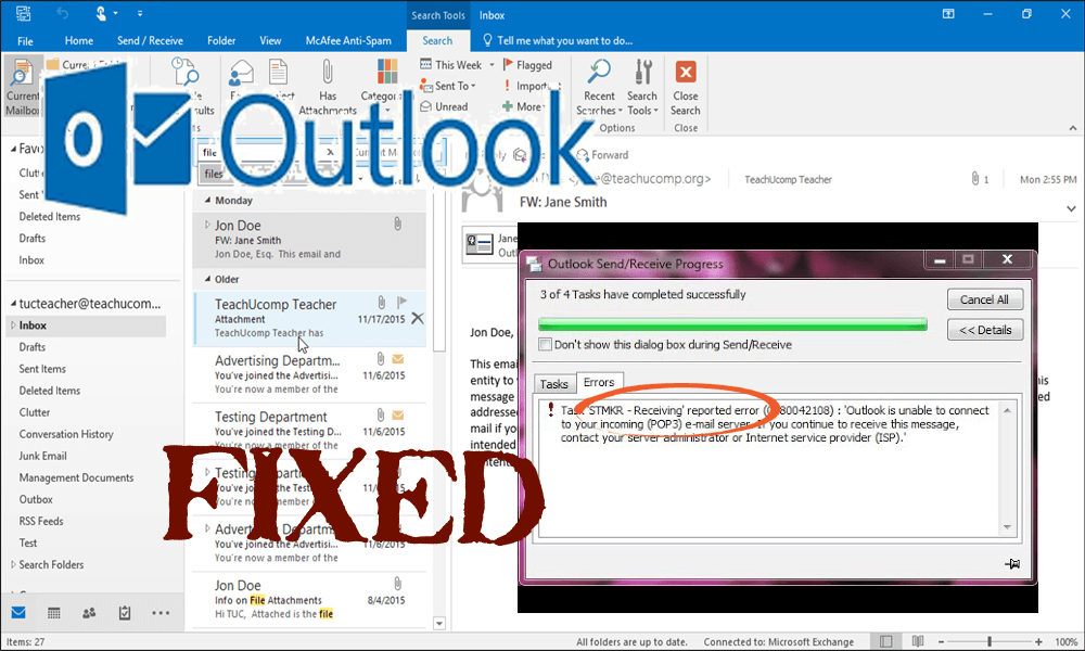 outlook Error 0x80042108