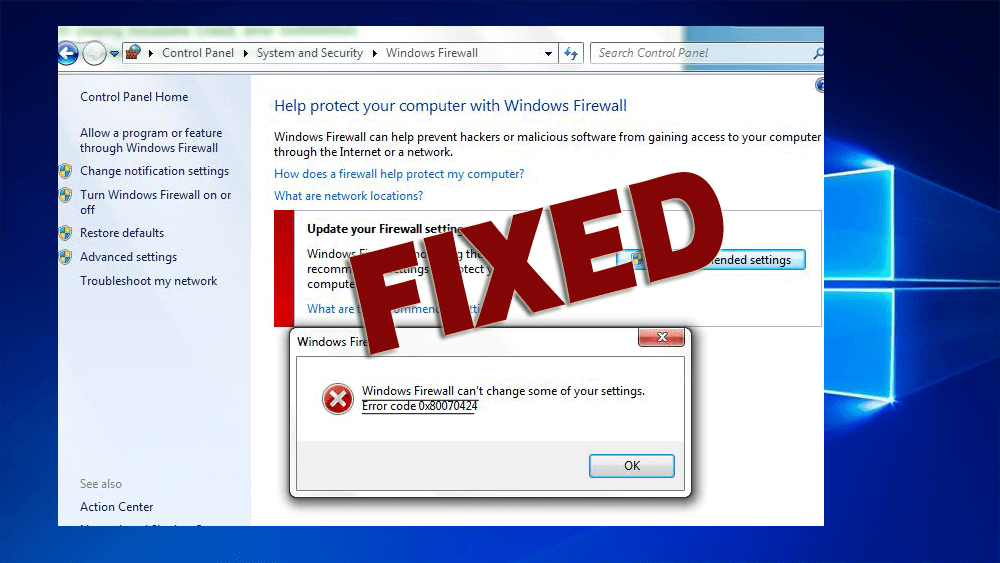 WINDOWS FIREWALL ERROR 0x80070424