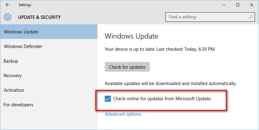 Install the software by Windows Update