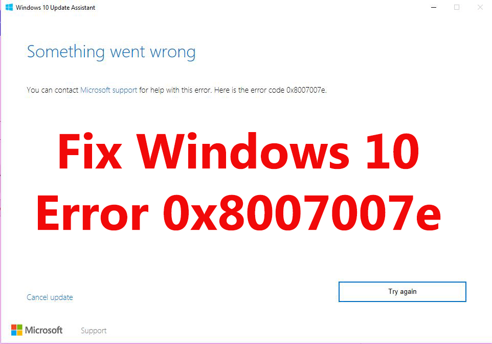 Windows 10 update error 0x8007007e