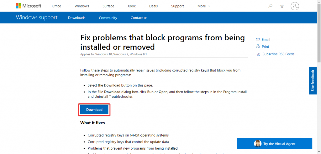 Windows installer not working windows 10