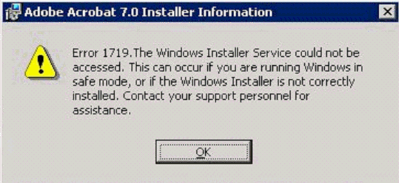 Error 1719 Windows Installer Service could not be Accessed