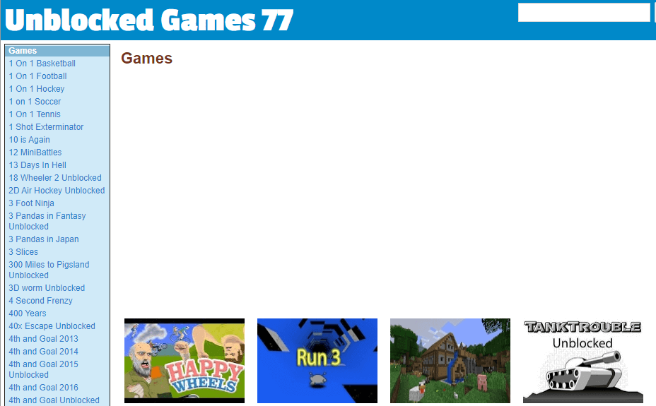 unblocked game website for school