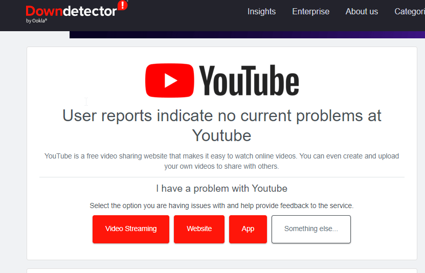 YouTube not working