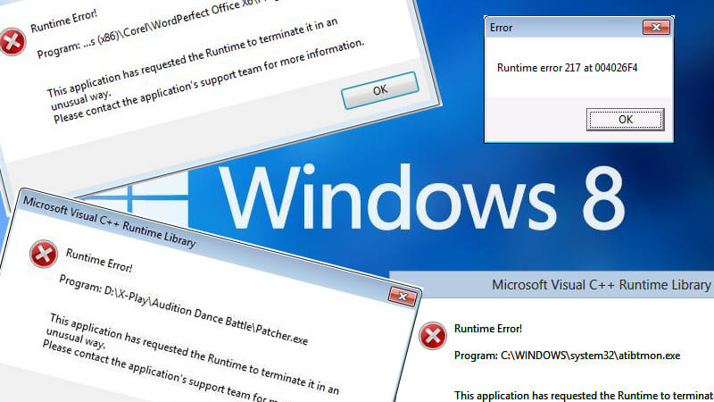runtime error in windows 8