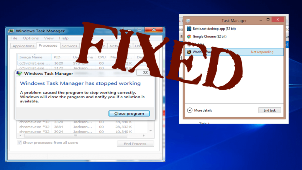 fix task manager crashes