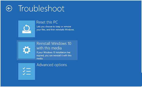 Reinstall Windows 10 with this media