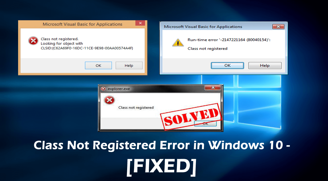 Class not registered Window 10 error 