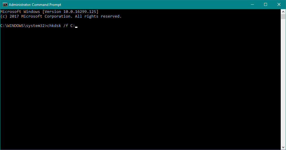 chkdsk /f C: