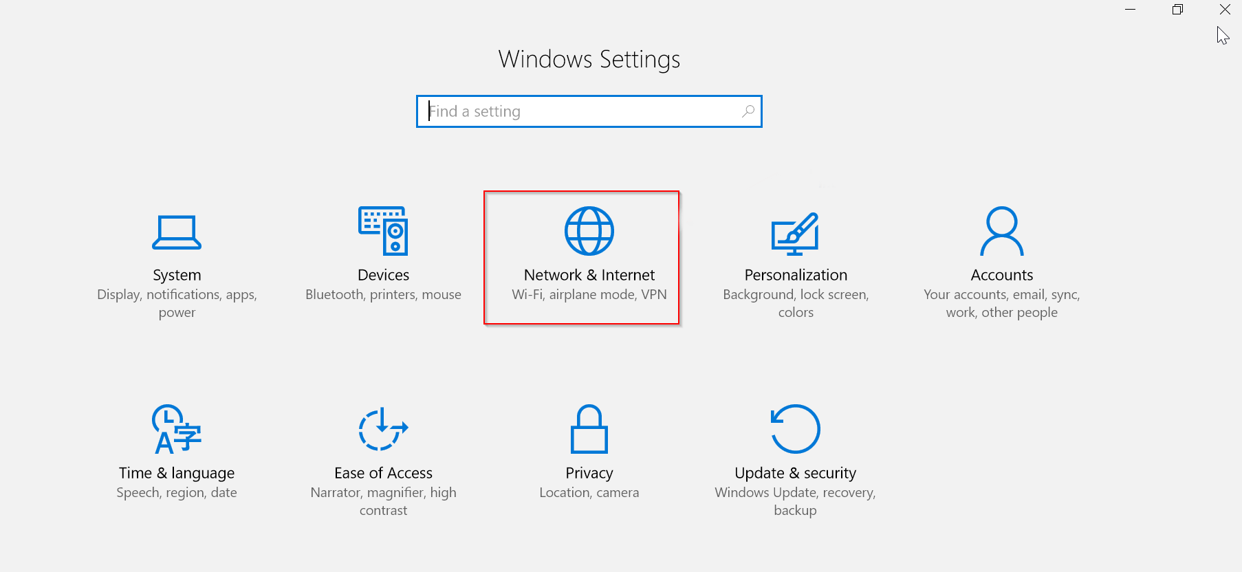 network and internet settings