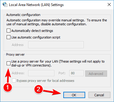 Disable Proxy for LAN