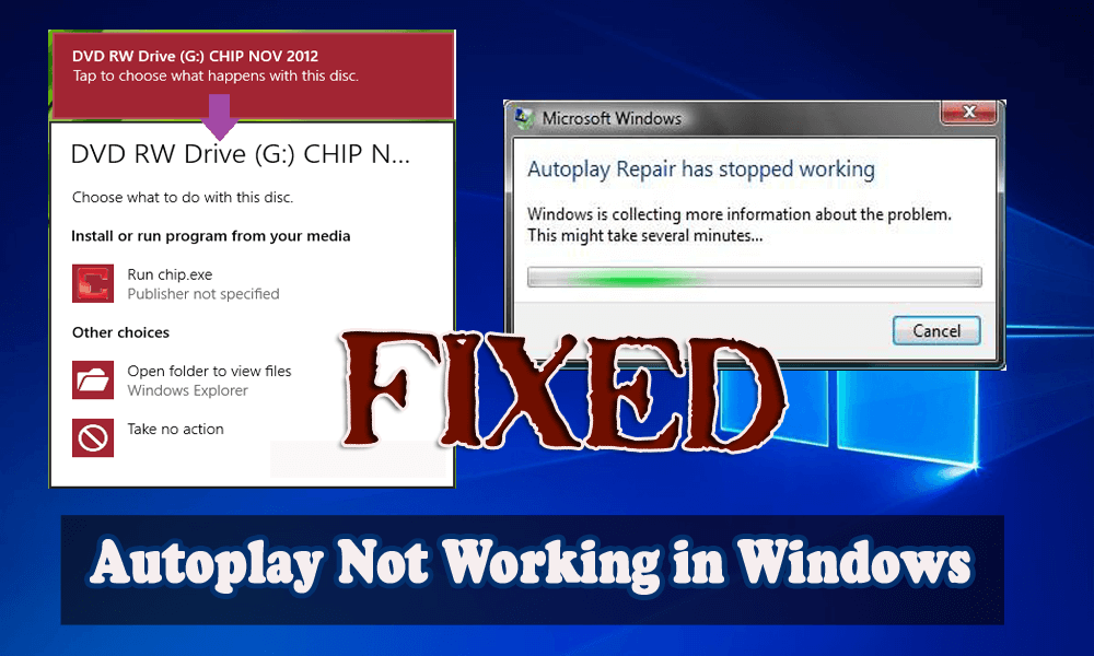 autoplay windows 10 not working