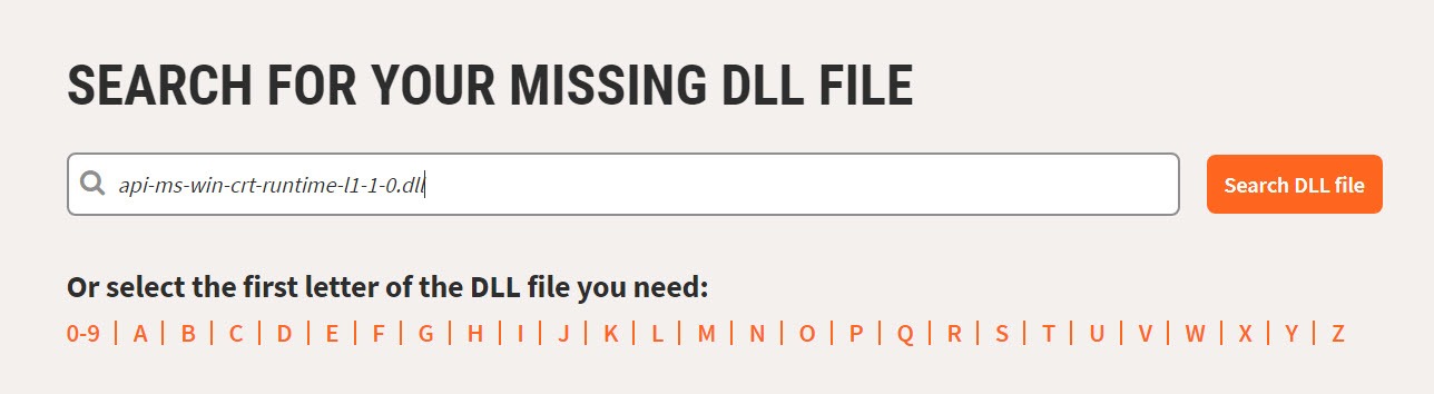 api-ms-win-crt-runtime-l1-1-0.dll is missing