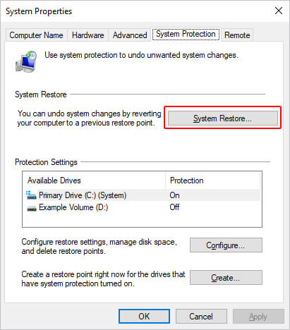 Perform Windows 10 System Restore