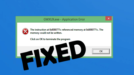 GWXUX.exe Application Error 
