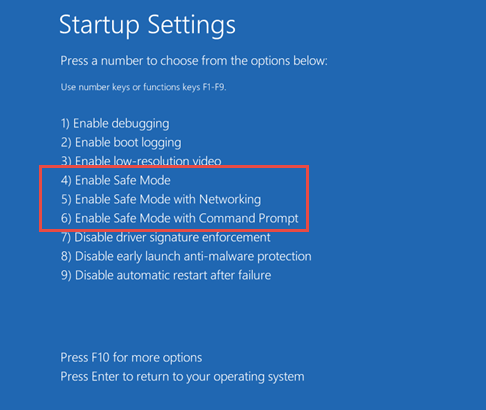 Start Windows 10 in Safe mode