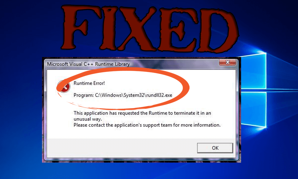 strumento rundll.exe di c windows system32 non trovato