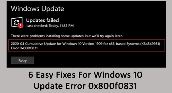 Windows Update Error 0x800f0831