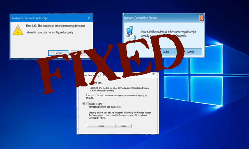 windows xp błąd 633