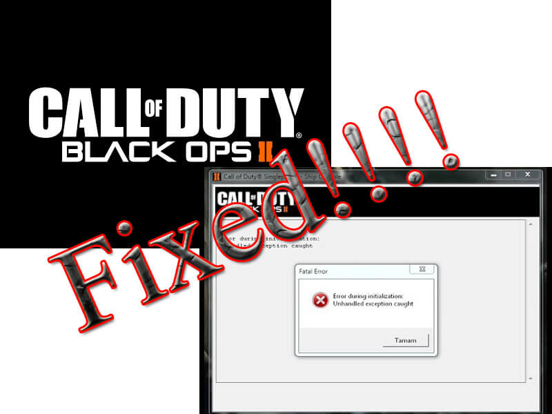 error during initialization unhandled exception caught black ops 2 solution