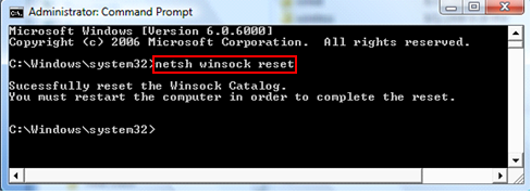 reset netsh winsock
