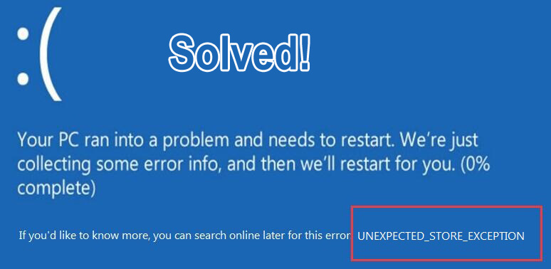 UNEXPECTED_STORE_EXCEPTION error