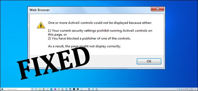 your current security settings prohibit running ActiveX controls 