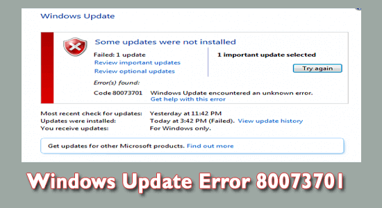 Windows Update Error 80073701