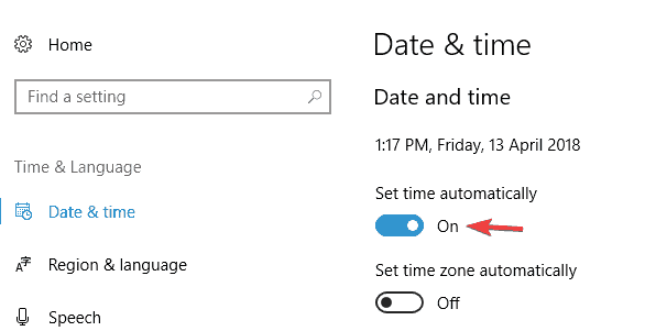 Set time automatically option