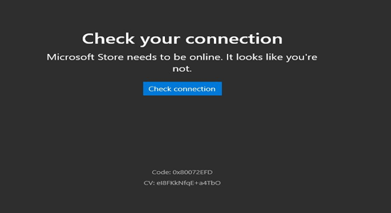 Microsoft Store error code 0x80072efd