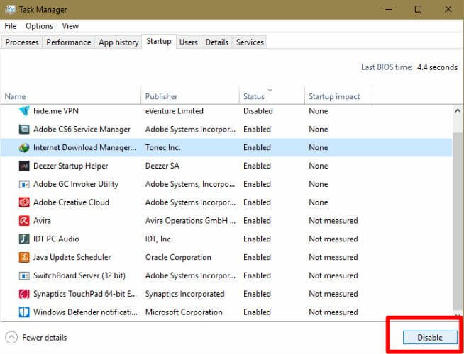 disable safe startup programs in windows 10