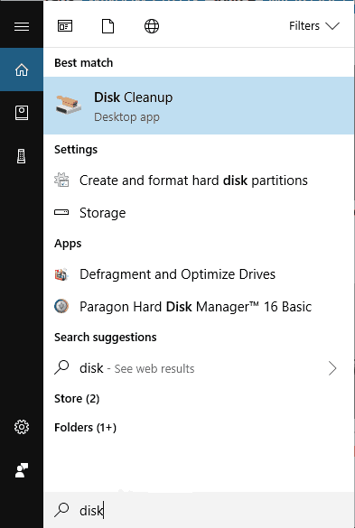 Not enough disk space for installing Windows 10 Creators Update