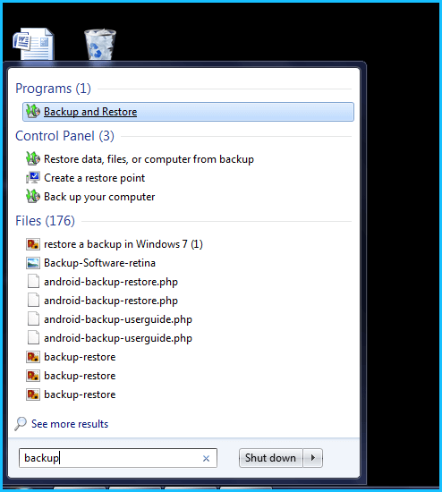 restore a backup in Windows 7