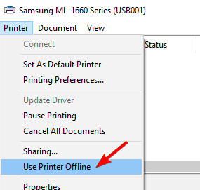 printer is offline error