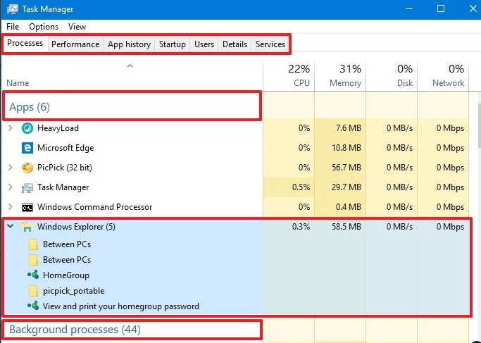 task manager in windows