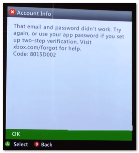 Can't sign into Xbox Live 80048821 