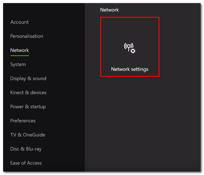 Network Settings-xbox