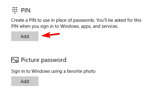 pin not working in windows 10