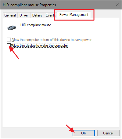 enable mouse to wake up computer
