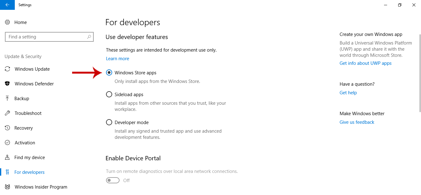 select Windows Store apps