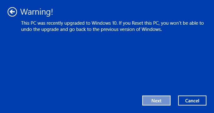 Reset Windows 10 without losing files