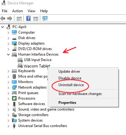 wacom tablet driver not responding windows 10