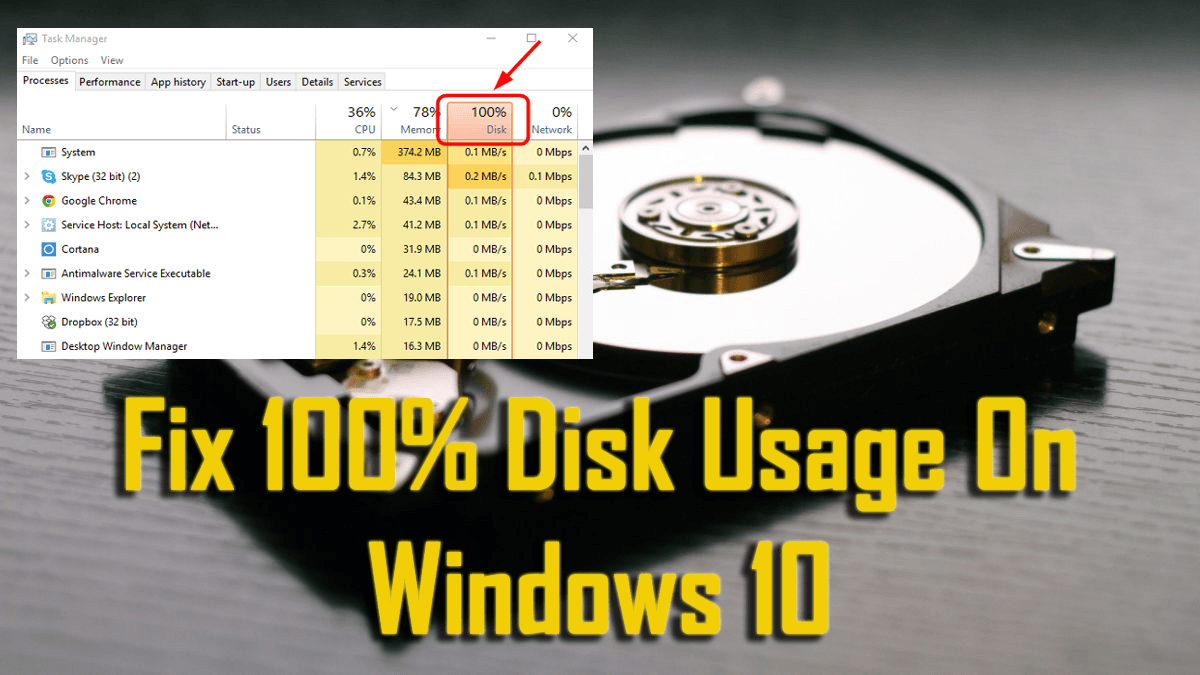 Fix 100% Disk Usage On Windows 10