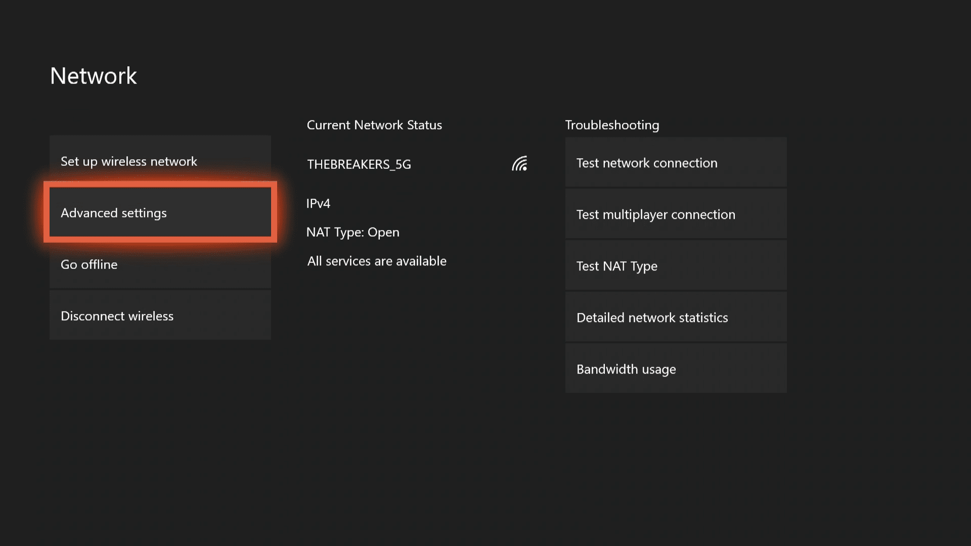 xbox one advanced settings