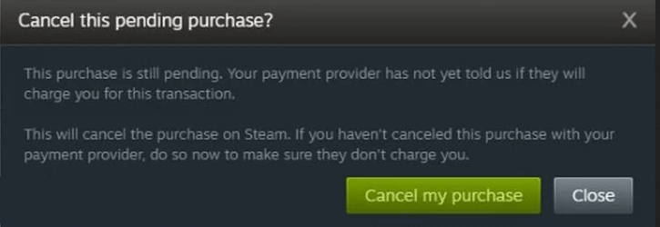 Steam Pending Transaction error