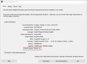 install dxdiag windows 10
