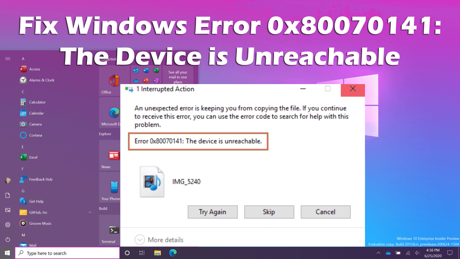 Windows Error 0x80070141 The Device Is Unreachable