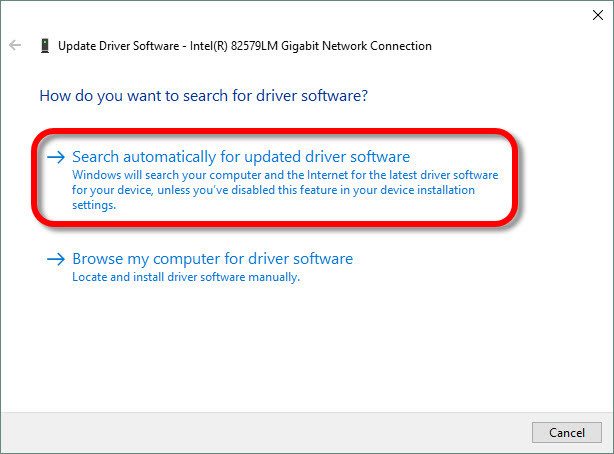 Search automatically for updated device software
