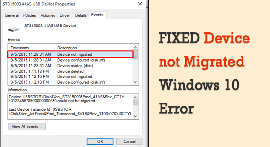 Device not Migrated Windows 10