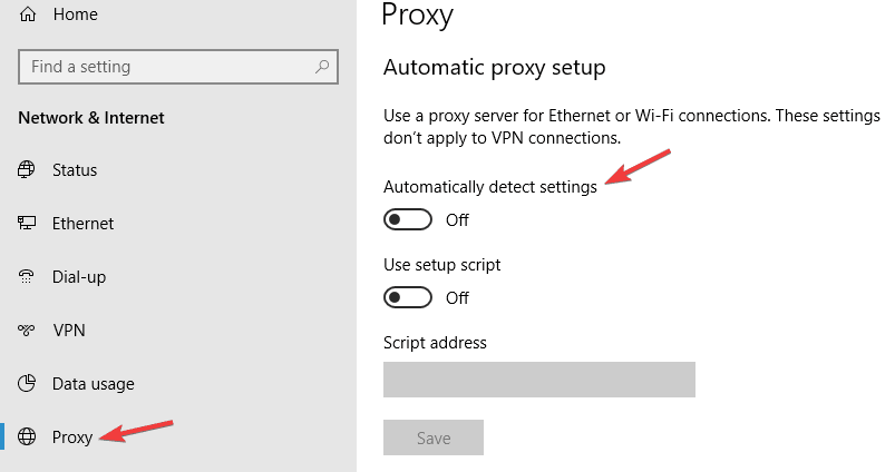 Proxy keeps turning on Windows 10